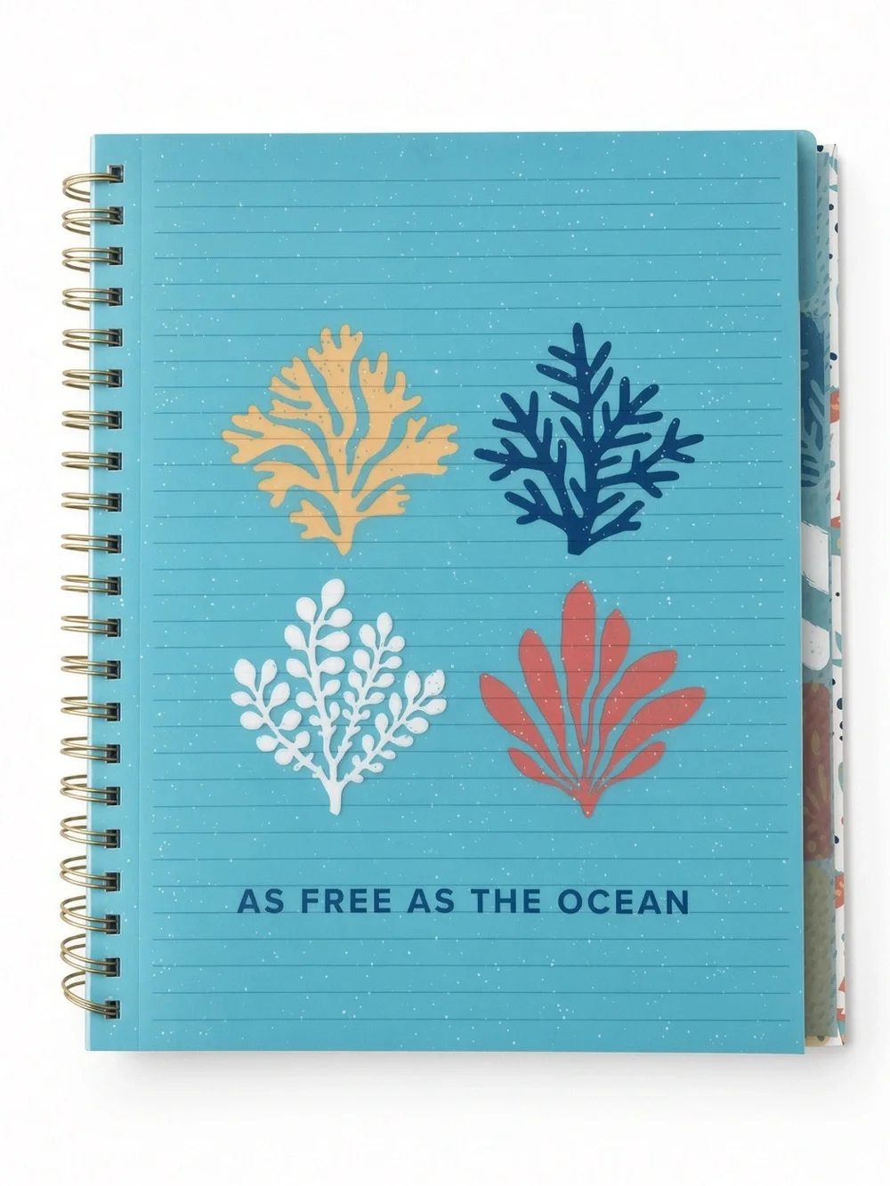 James Burke 5 Subject Ocean Coral Notebook Spiral 9.25x11 +Stickers NEW
